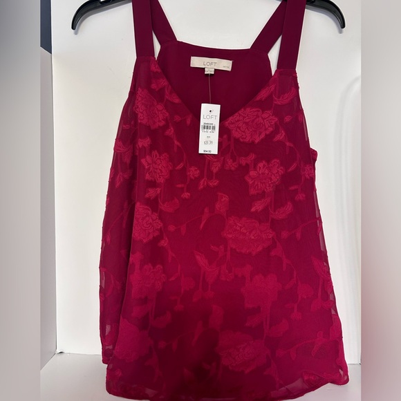 LOFT Tops - Loft S Petites Red Floral Sleeveless Tunic Blouse  Womens Cami Tank Top